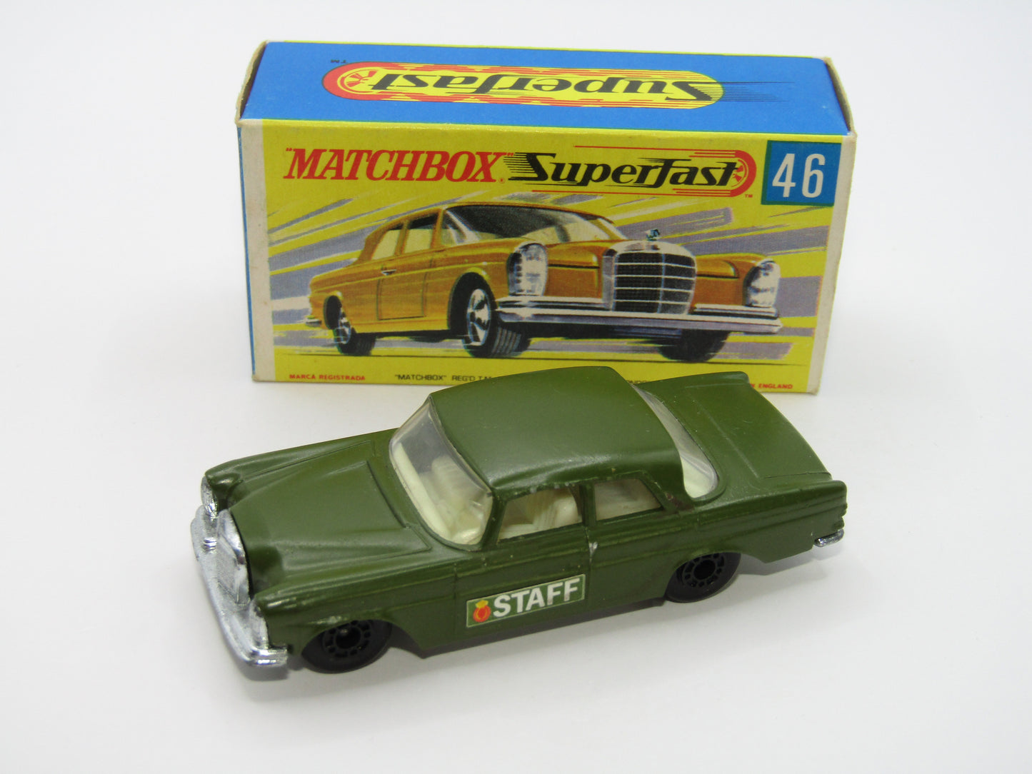 Matchbox Superfast 46A Mercedes 300SE Olive Green DOT DASH Wheels
