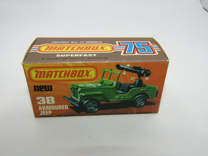 Matchbox Superfast No 38C Armoured Jeep Glossy GREY no 5 US Mail Base