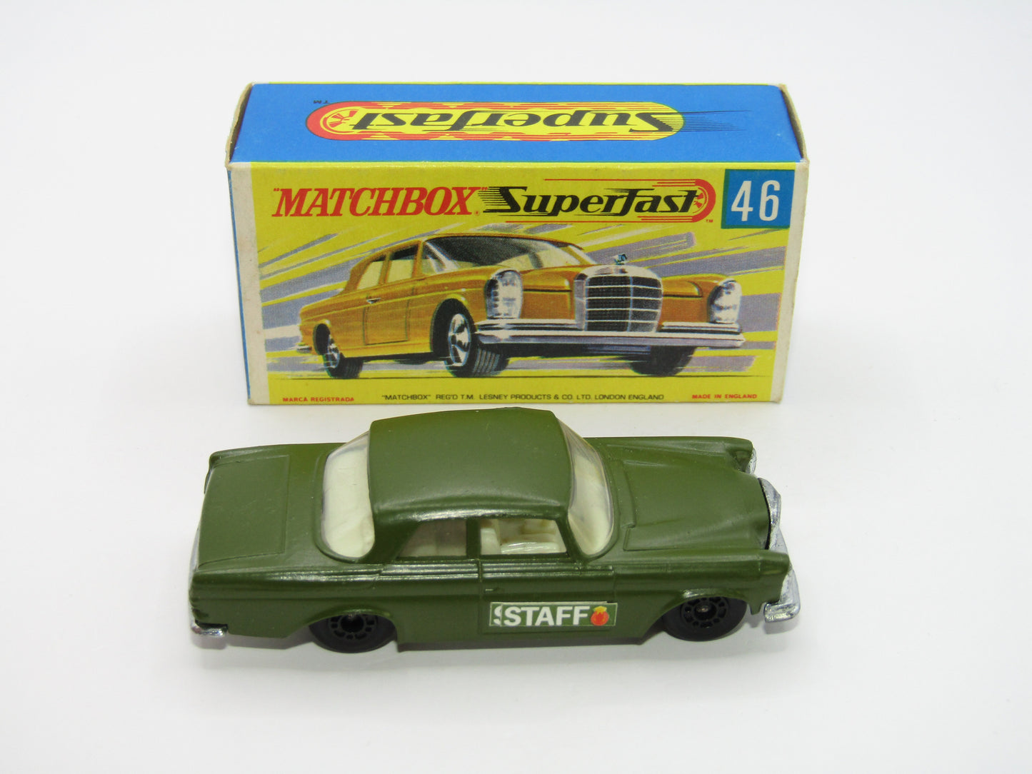 Matchbox Superfast 46A Mercedes 300SE Olive Green DOT DASH Wheels