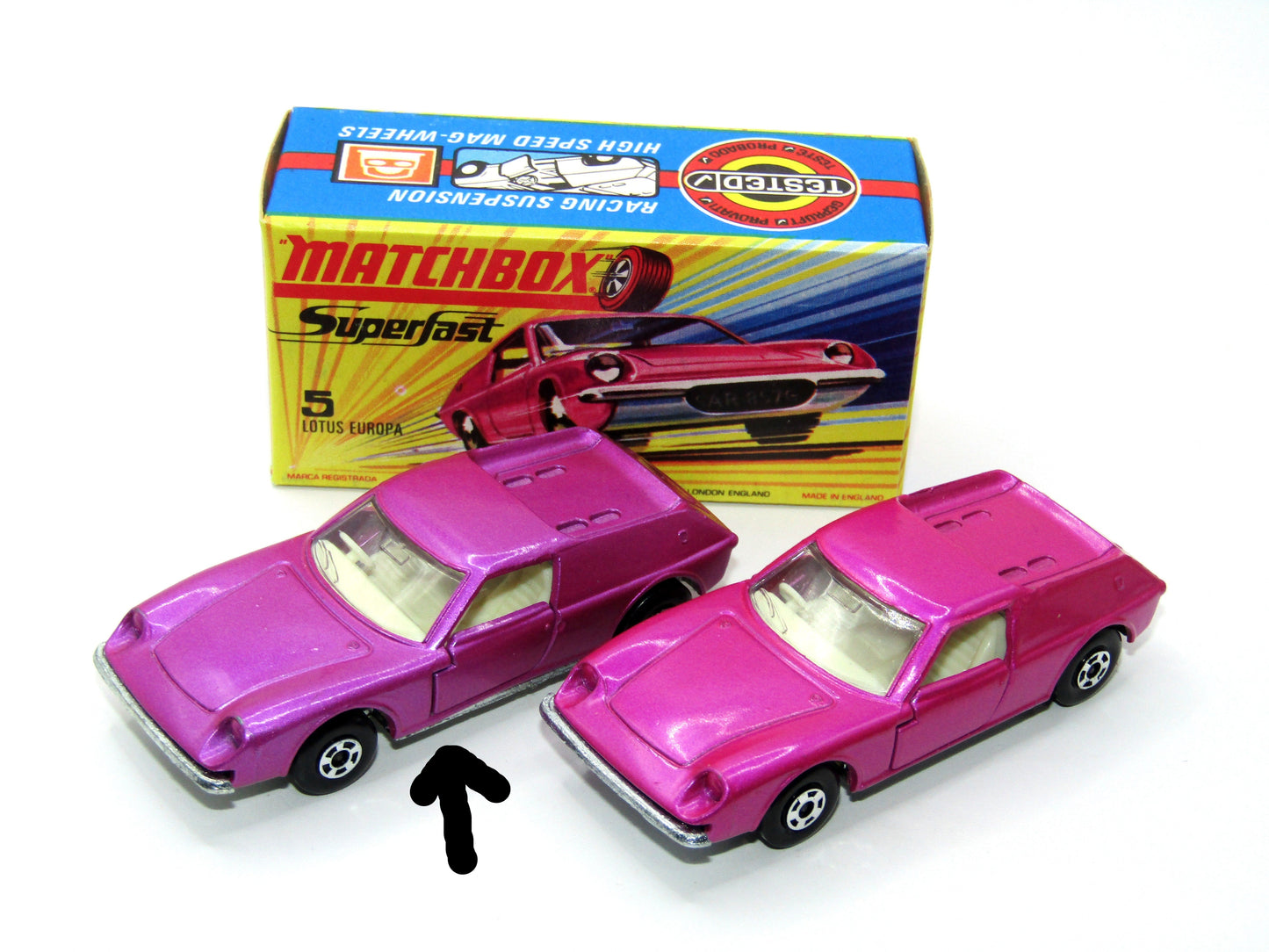 Matchbox Superfast 5A Lotus Europa PURPLE with Tow Slot