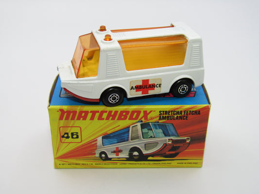 Matchbox Superfast 46B Stretcha Fetcha AMBER Windows Ambulance Labels