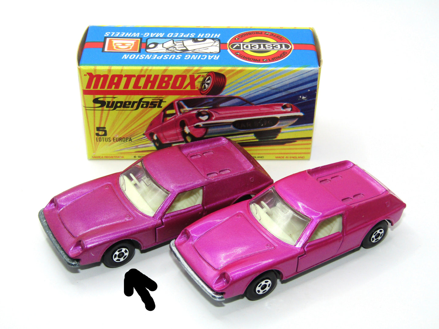 Matchbox Superfast 5A Lotus Europa PURPLE without Tow Slot