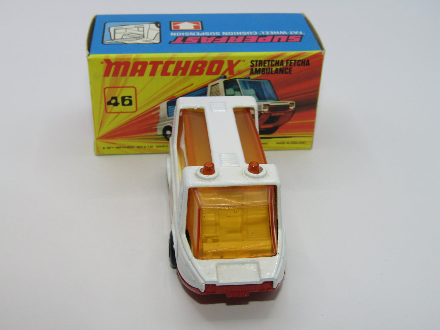 Matchbox Superfast 46B Stretcha Fetcha AMBER Windows Ambulance Labels