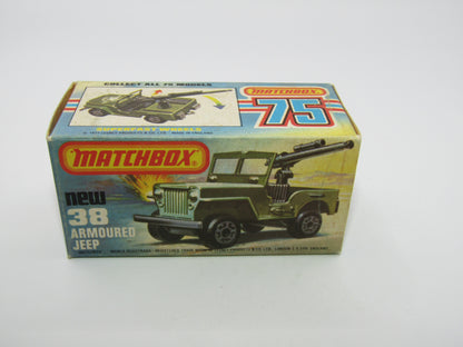 Matchbox Superfast No 38C Armoured Jeep with Gun Sleet N Snow Base