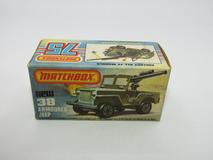 Matchbox Superfast No 38C Armoured Jeep with Gun Sleet N Snow Base