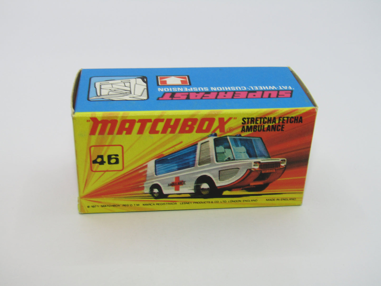 Matchbox Superfast 46B Stretcha Fetcha AMBER Windows Ambulance Labels