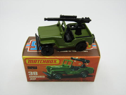 Matchbox Superfast No 38C Armoured Jeep NO Label Glossy GREY no 5 Base