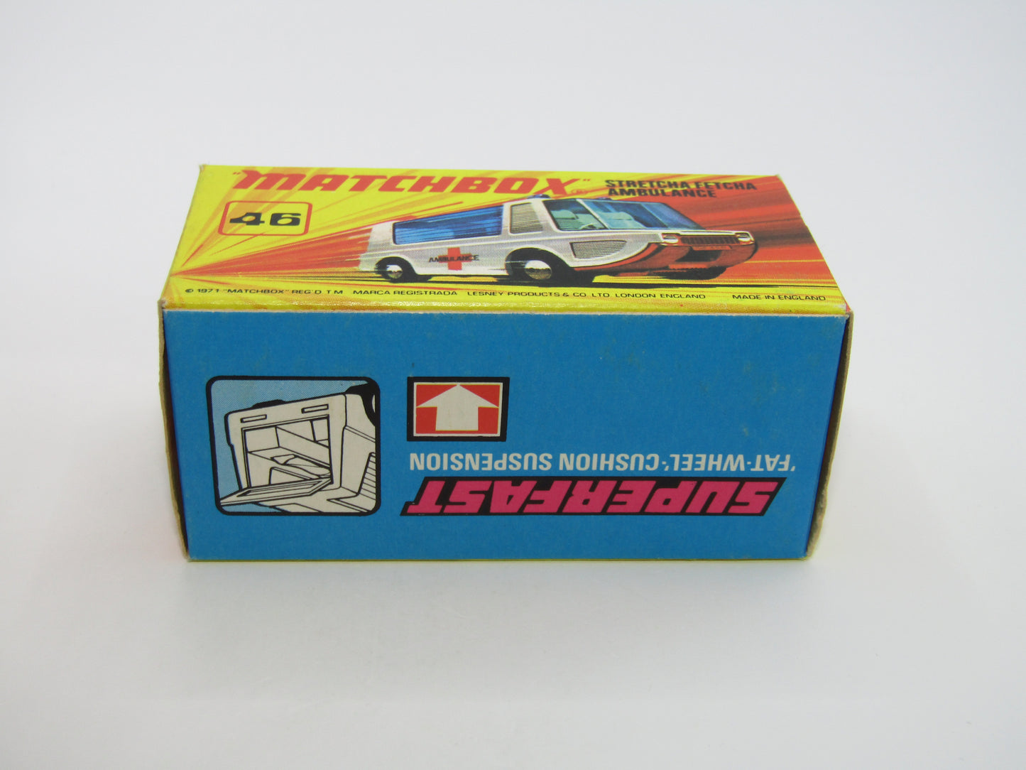 Matchbox Superfast 46B Stretcha Fetcha AMBER Windows Ambulance Labels