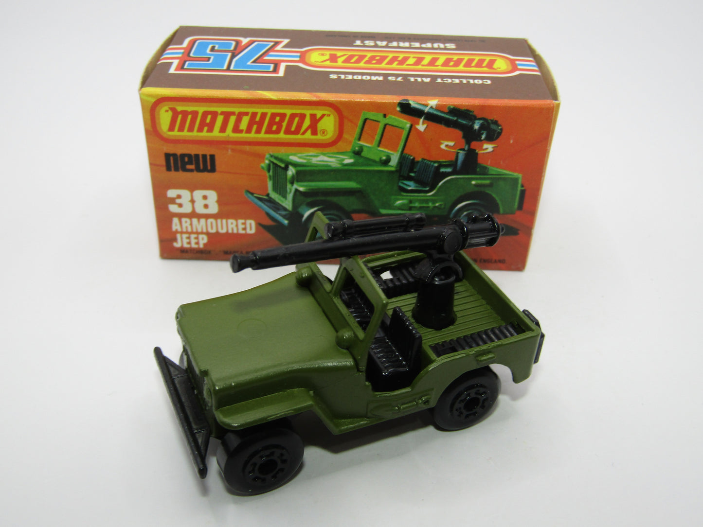 Matchbox Superfast No 38C Armoured Jeep NO Label Glossy GREY no 5 Base