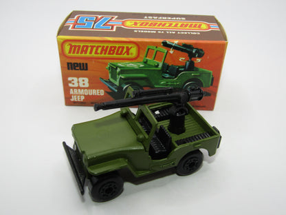 Matchbox Superfast No 38C Armoured Jeep NO Label Glossy GREY no 5 Base