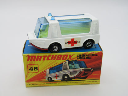 Matchbox Superfast 46B Stretcha Fetcha PALE BLUE Windows Ambulance Labels