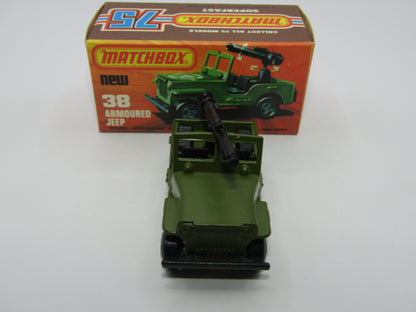 Matchbox Superfast No 38C Armoured Jeep NO Label Glossy GREY no 5 Base