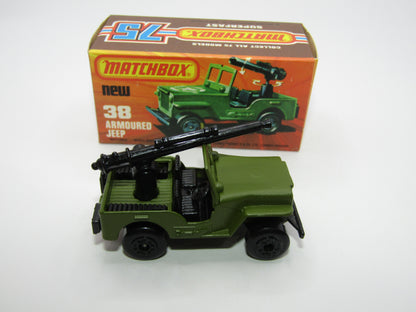 Matchbox Superfast No 38C Armoured Jeep NO Label Glossy GREY no 5 Base