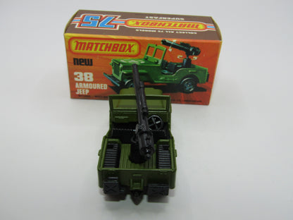 Matchbox Superfast No 38C Armoured Jeep NO Label Glossy GREY no 5 Base