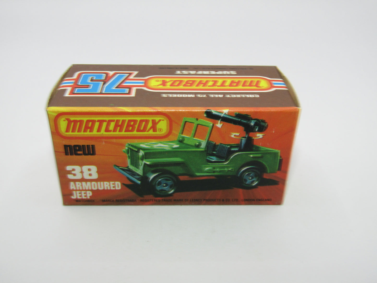 Matchbox Superfast No 38C Armoured Jeep NO Label Glossy GREY no 5 Base
