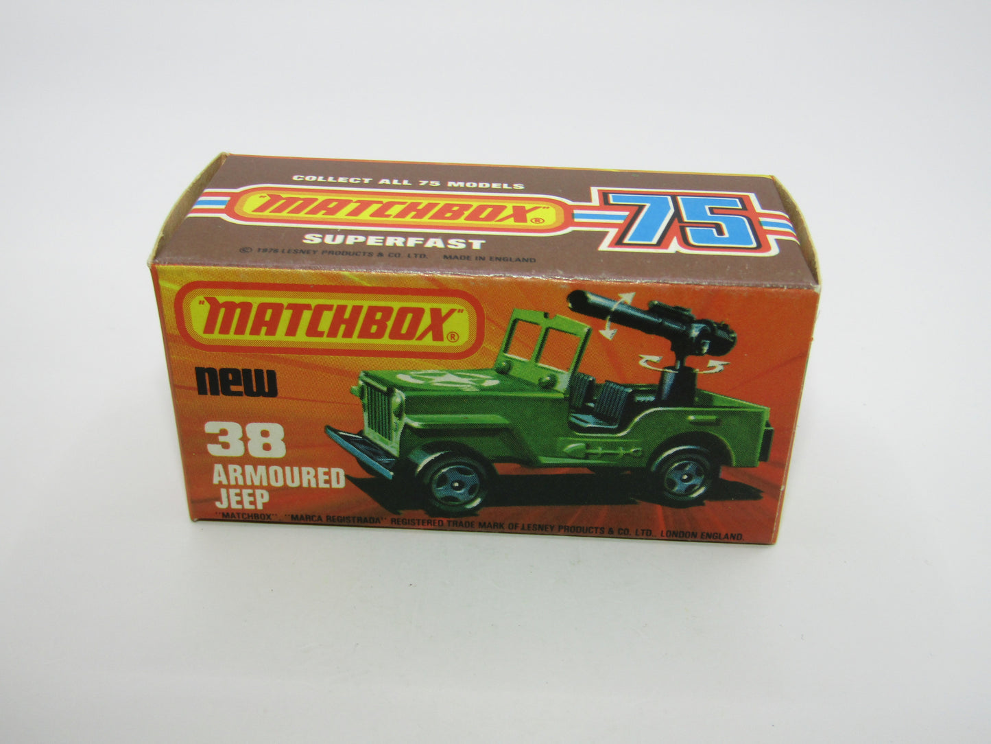 Matchbox Superfast No 38C Armoured Jeep NO Label Glossy GREY no 5 Base