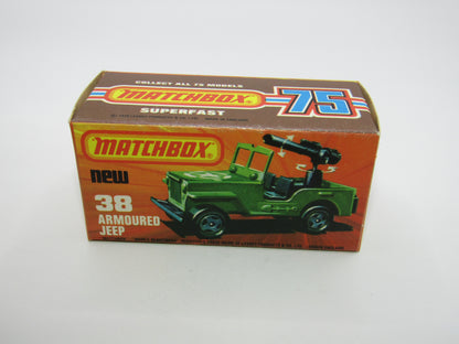 Matchbox Superfast No 38C Armoured Jeep NO Label Glossy GREY no 5 Base