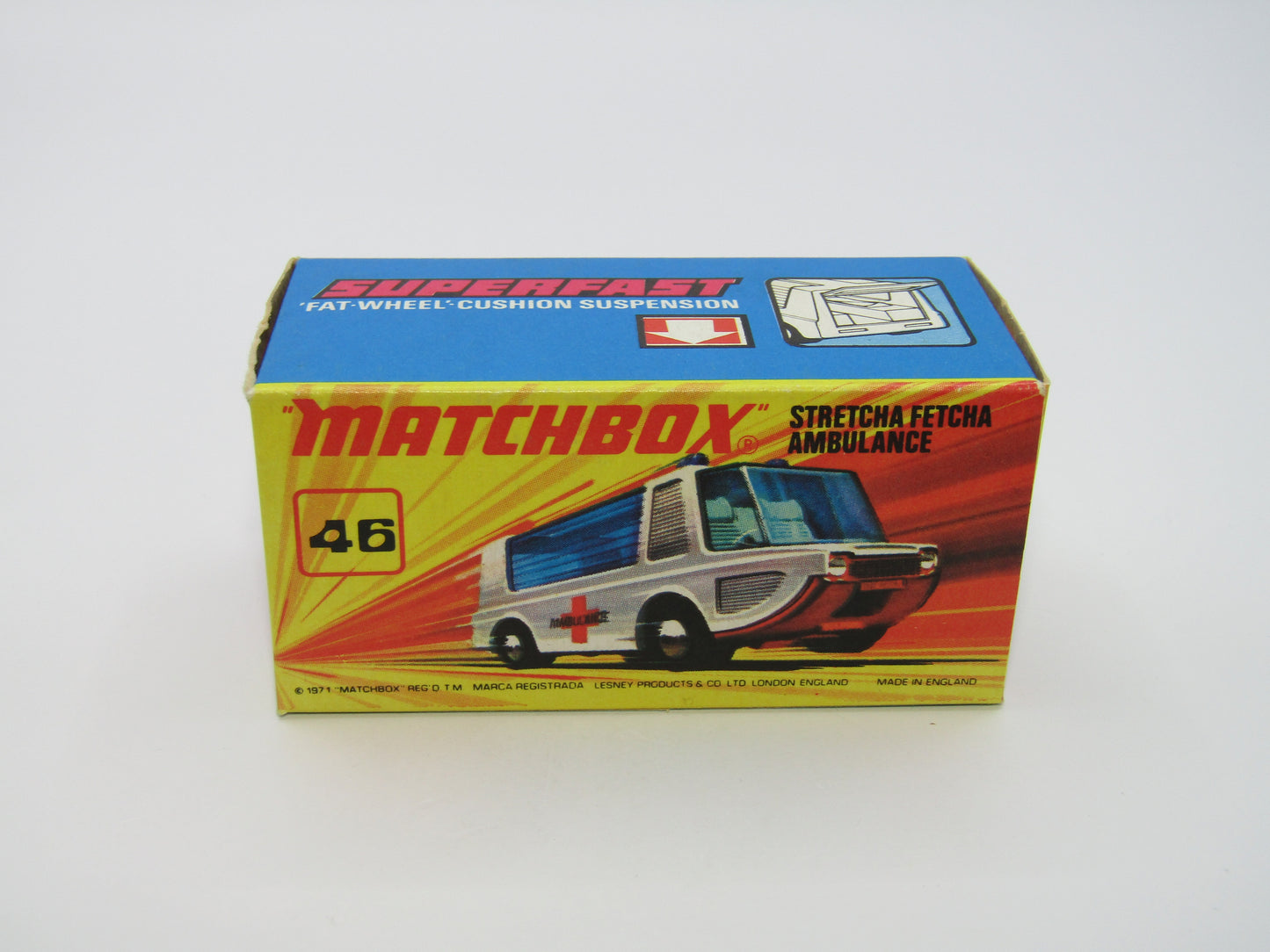 Matchbox Superfast 46B Stretcha Fetcha PALE BLUE Windows Ambulance Labels