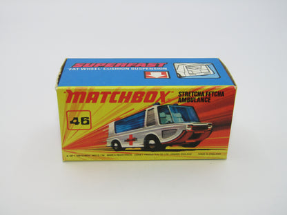Matchbox Superfast 46B Stretcha Fetcha PALE BLUE Windows Ambulance Labels