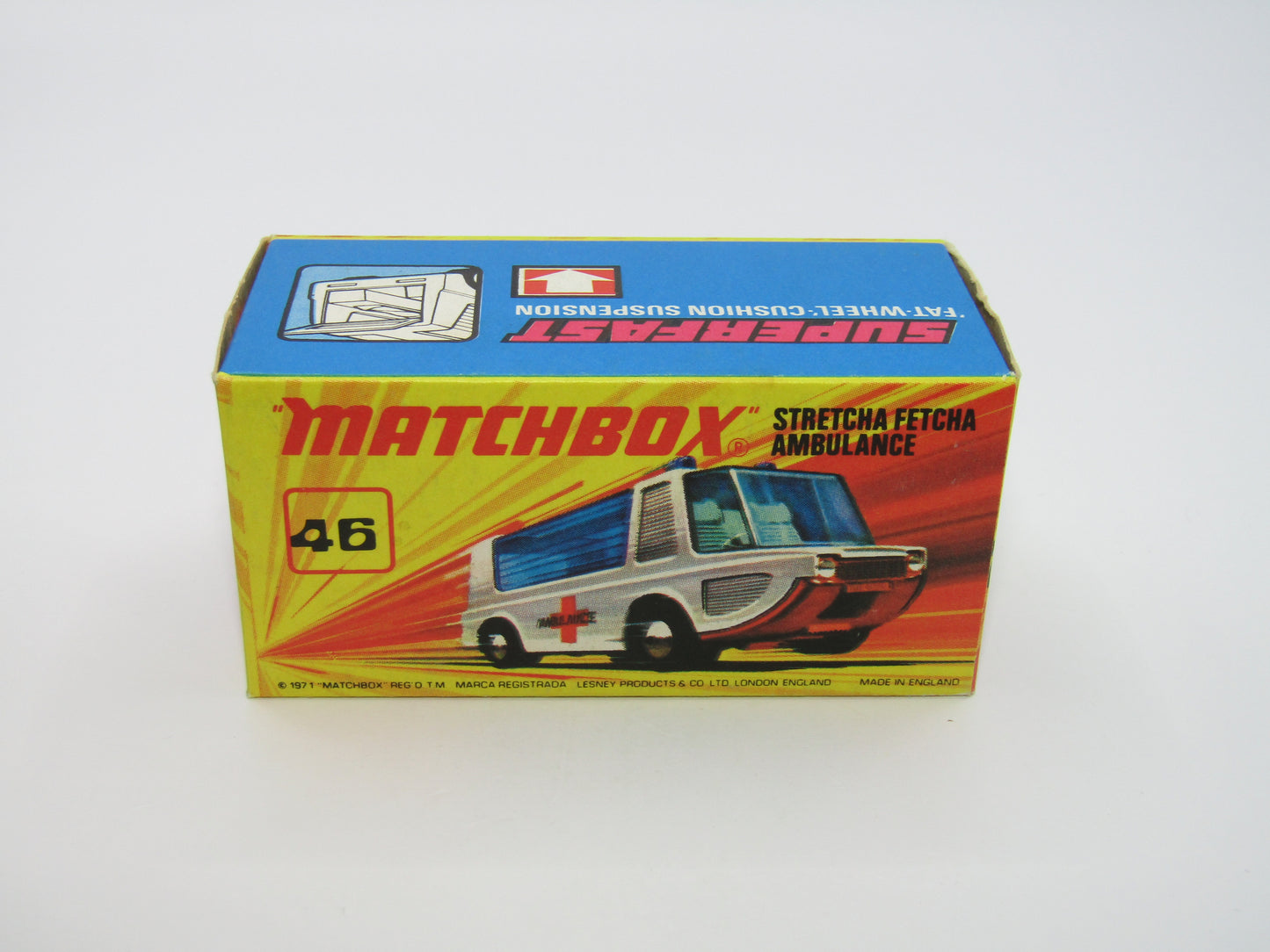 Matchbox Superfast 46B Stretcha Fetcha PALE BLUE Windows Ambulance Labels