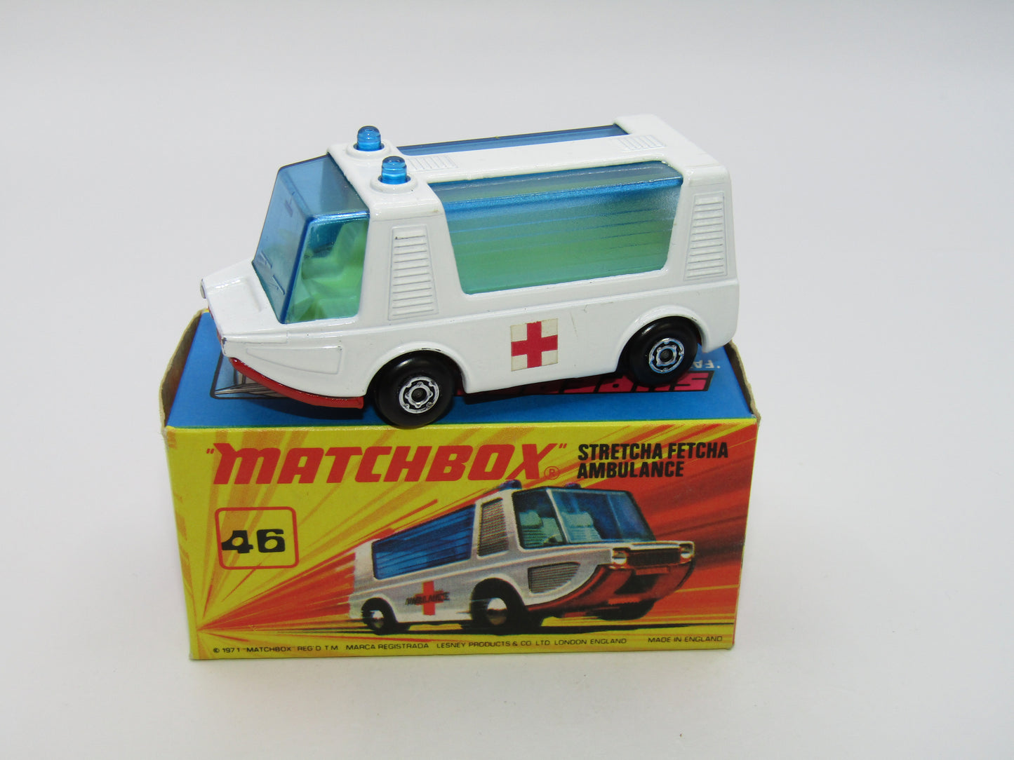 Matchbox Superfast 46B Stretcha Fetcha Small Cross Labels from 3A Ambulance
