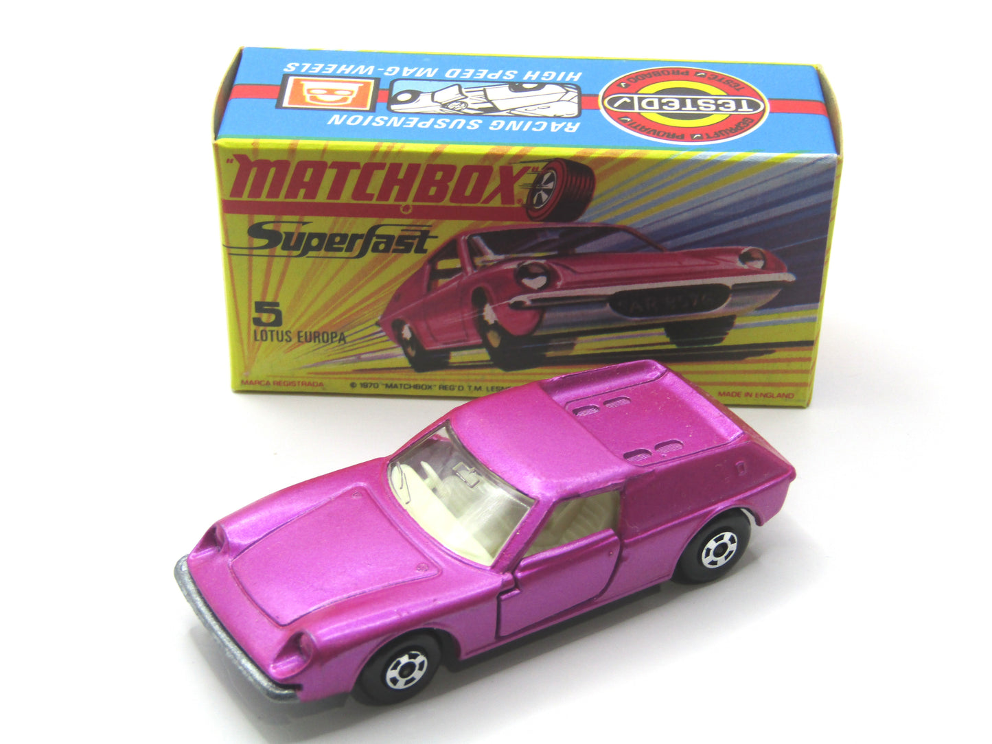 Matchbox Superfast 5A Lotus Europa - SATIN pink body Wide Wheels