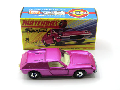 Matchbox Superfast 5A Lotus Europa - SATIN pink body Wide Wheels