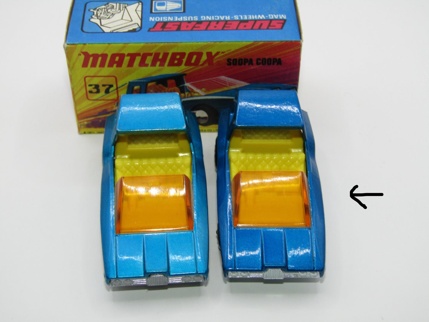 Matchbox Superfast 37B Soopa Coopa DARK BLUE, Yellow Interior