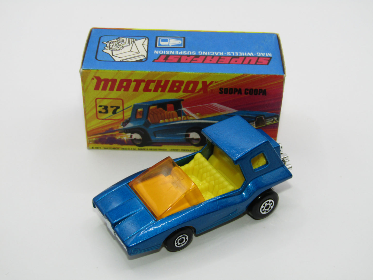 Matchbox Superfast 37B Soopa Coopa DARK BLUE, Yellow Interior