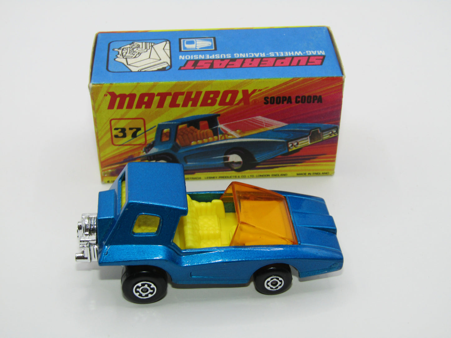 Matchbox Superfast 37B Soopa Coopa DARK BLUE, Yellow Interior