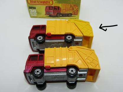 Matchbox Superfast No 36D Refuse Truck DULL YELLOW Rear Dump