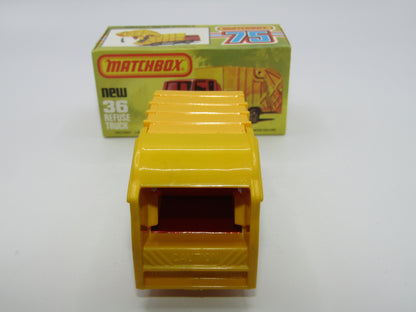 Matchbox Superfast No 36D Refuse Truck DULL YELLOW Rear Dump