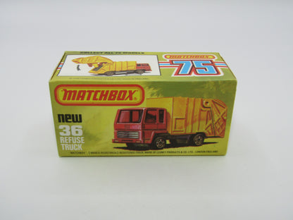 Matchbox Superfast No 36D Refuse Truck DULL YELLOW Rear Dump