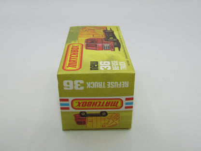 Matchbox Superfast No 36D Refuse Truck DULL YELLOW Rear Dump