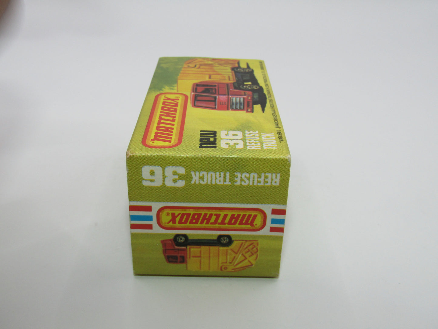 Matchbox Superfast No 36D Refuse Truck Blue DARK ORANGE & Yellow Dump