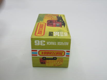 Matchbox Superfast No 36D Refuse Truck Blue DARK ORANGE & Yellow Dump