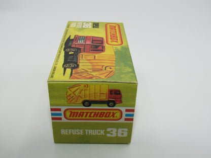 Matchbox Superfast No 36D Refuse Truck Blue DARK ORANGE & Yellow Dump