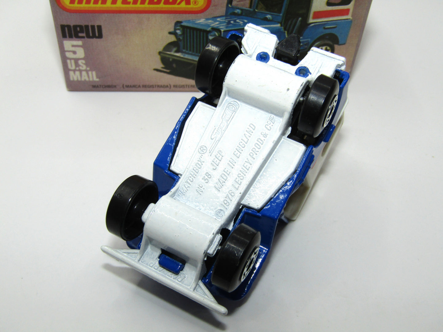Matchbox Superfast 5C U.S. Mail Truck Blue, No 38 Base
