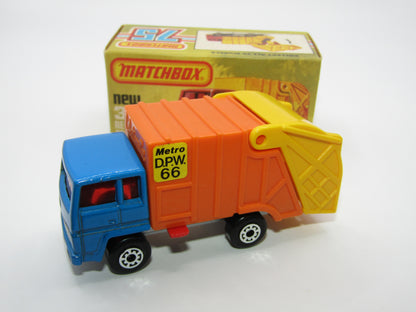 Matchbox Superfast No 36D Refuse Truck Blue, Orange & Yellow Dump