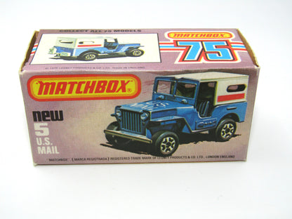 Matchbox Superfast 5C U.S. Mail Truck Blue, No 38 Base