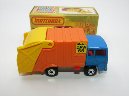 Matchbox Superfast No 36D Refuse Truck Blue, Orange & Yellow Dump