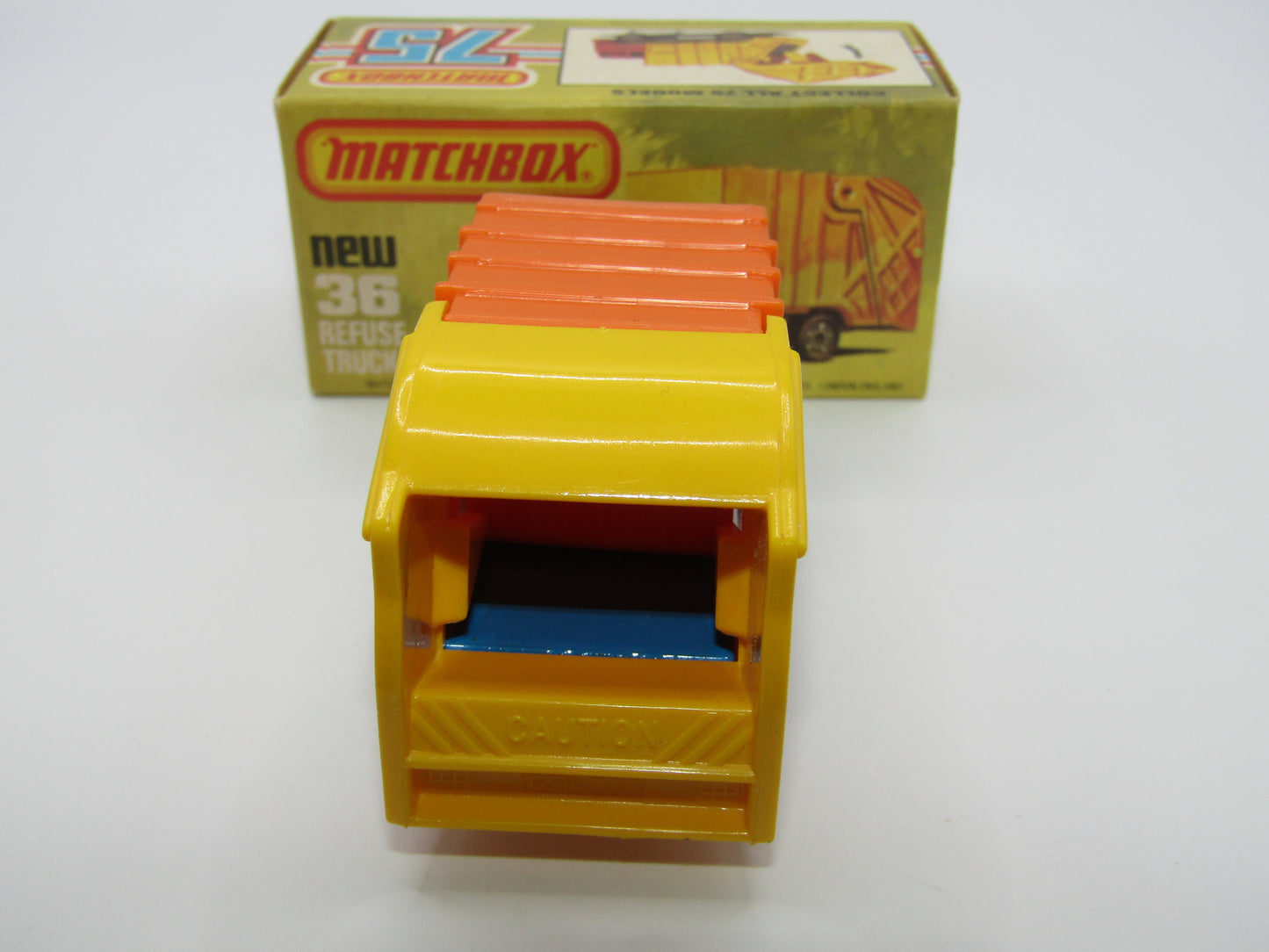 Matchbox Superfast No 36D Refuse Truck Blue, Orange & Yellow Dump