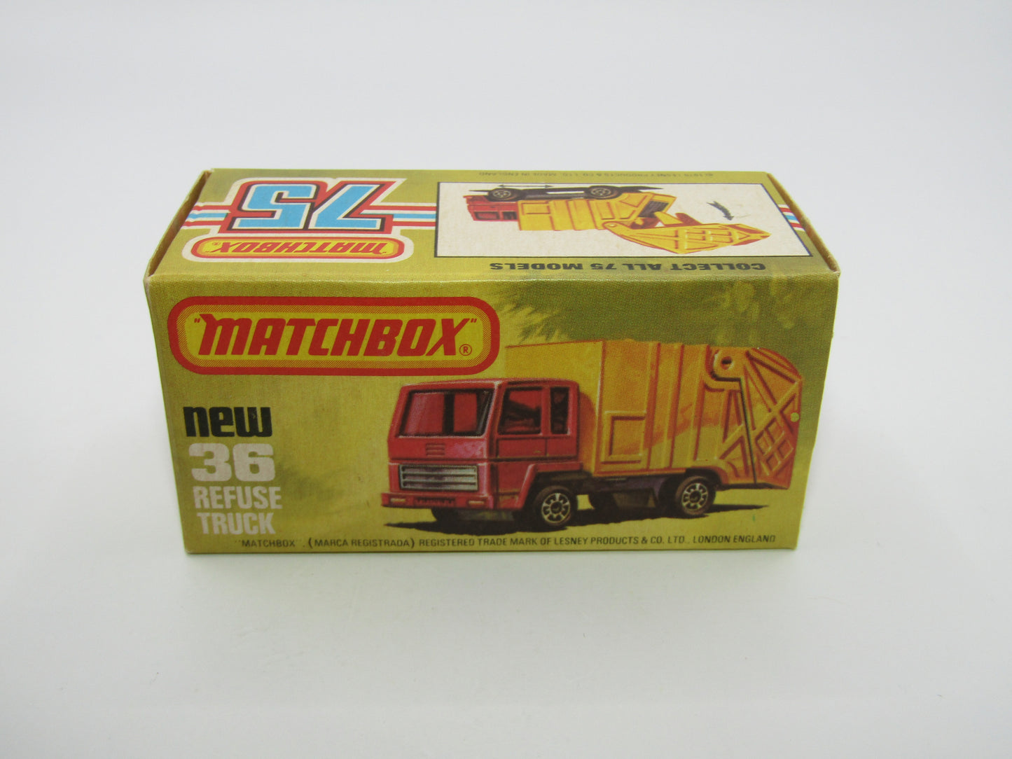 Matchbox Superfast No 36D Refuse Truck Blue, Orange & Yellow Dump