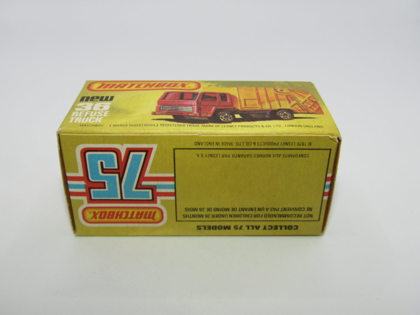 Matchbox Superfast No 36D Refuse Truck Blue, Orange & Yellow Dump
