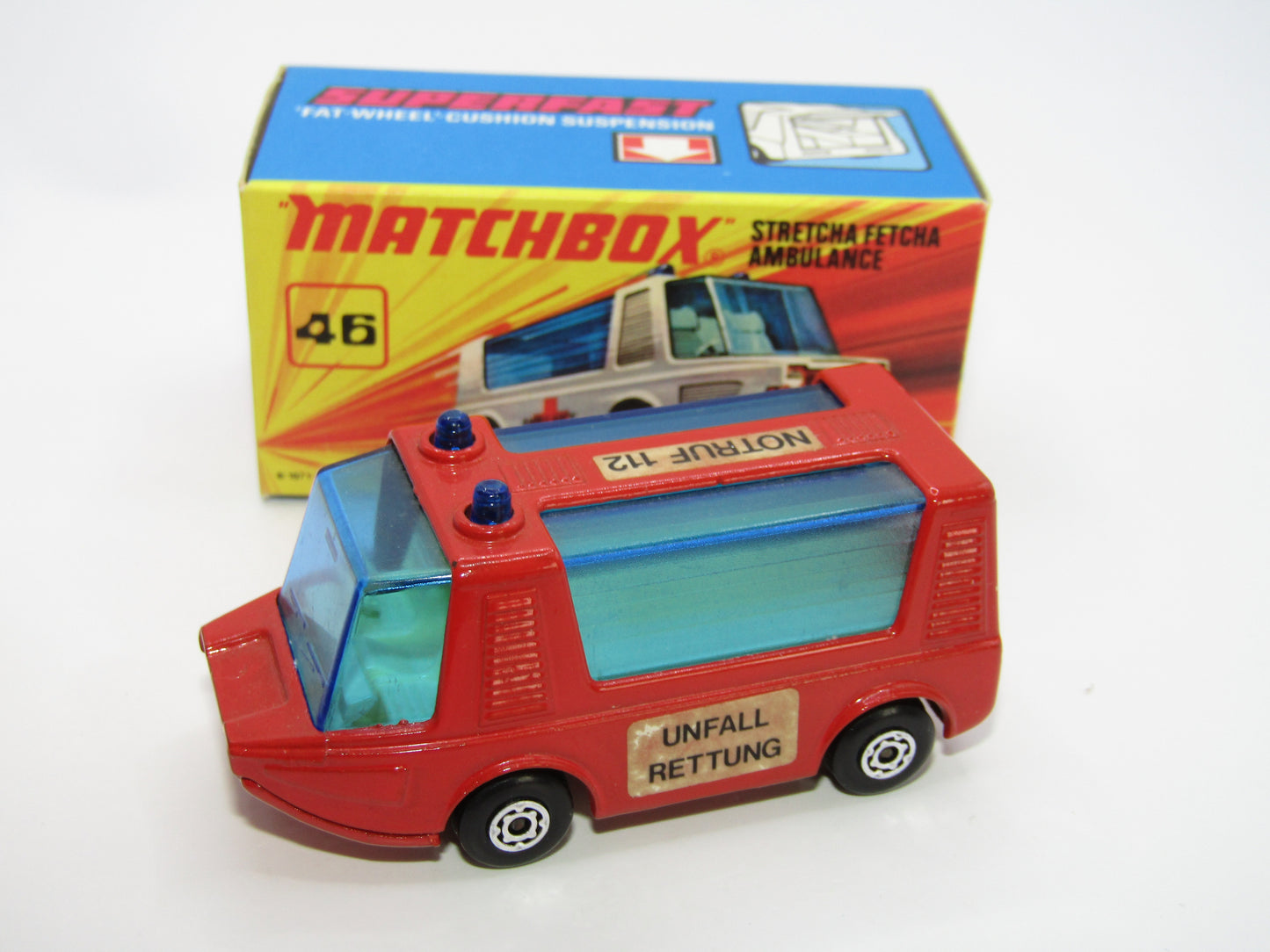Matchbox Superfast 46B Stretcha Fetcha RED Unfall Rettung Notruf 112
