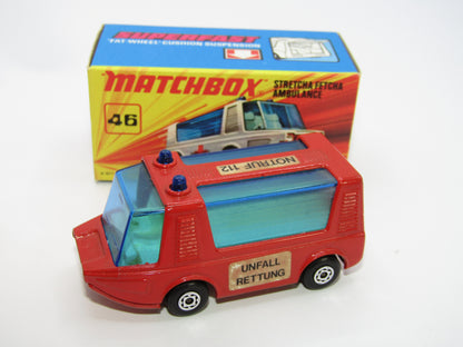 Matchbox Superfast 46B Stretcha Fetcha RED Unfall Rettung Notruf 112