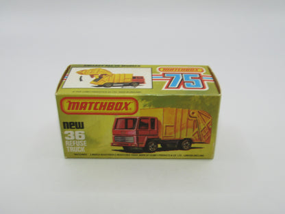 Matchbox Superfast No 36D Refuse Truck Blue, Orange & Yellow NO LABELS