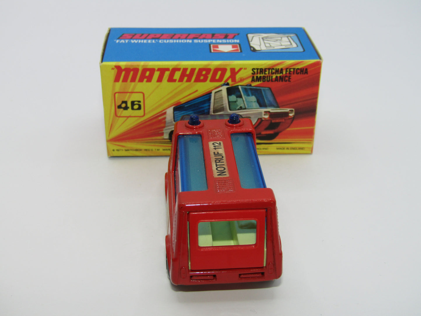 Matchbox Superfast 46B Stretcha Fetcha RED Unfall Rettung Notruf 112