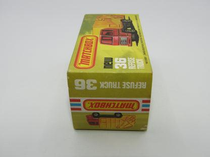 Matchbox Superfast No 36D Refuse Truck Blue, Orange & Yellow NO LABELS