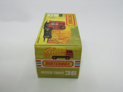 Matchbox Superfast No 36D Refuse Truck Blue, Orange & Yellow NO LABELS